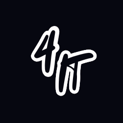 White logo with '4RT' on a black background